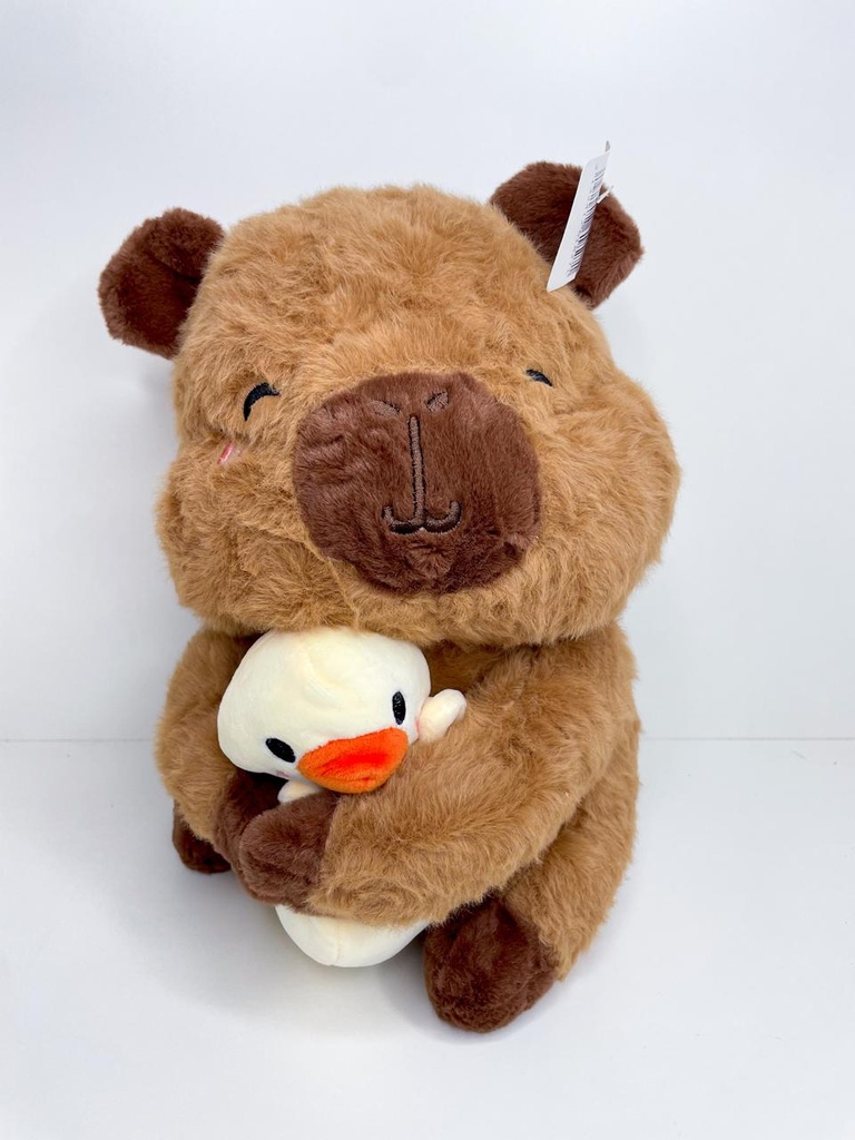Peluche capybara con pato 27cm