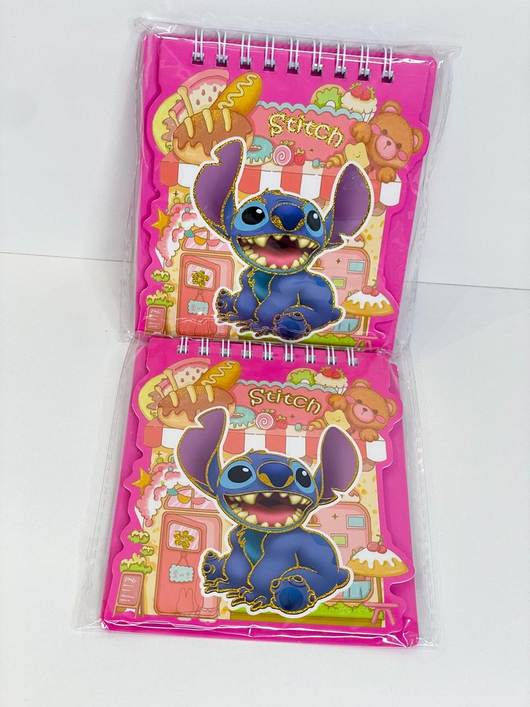 Libreta con stickers stitch