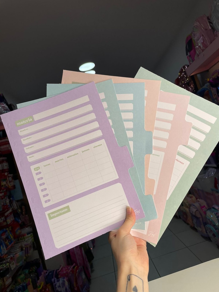 Separadores pastel x6 A4 fw