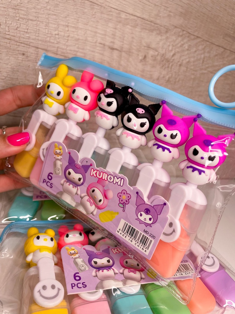 Resaltadores kuromi x6 unidades