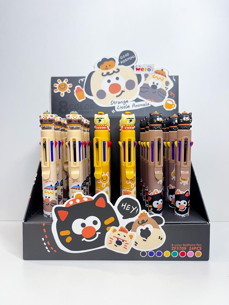 Lapicera de animalitos x8 colores